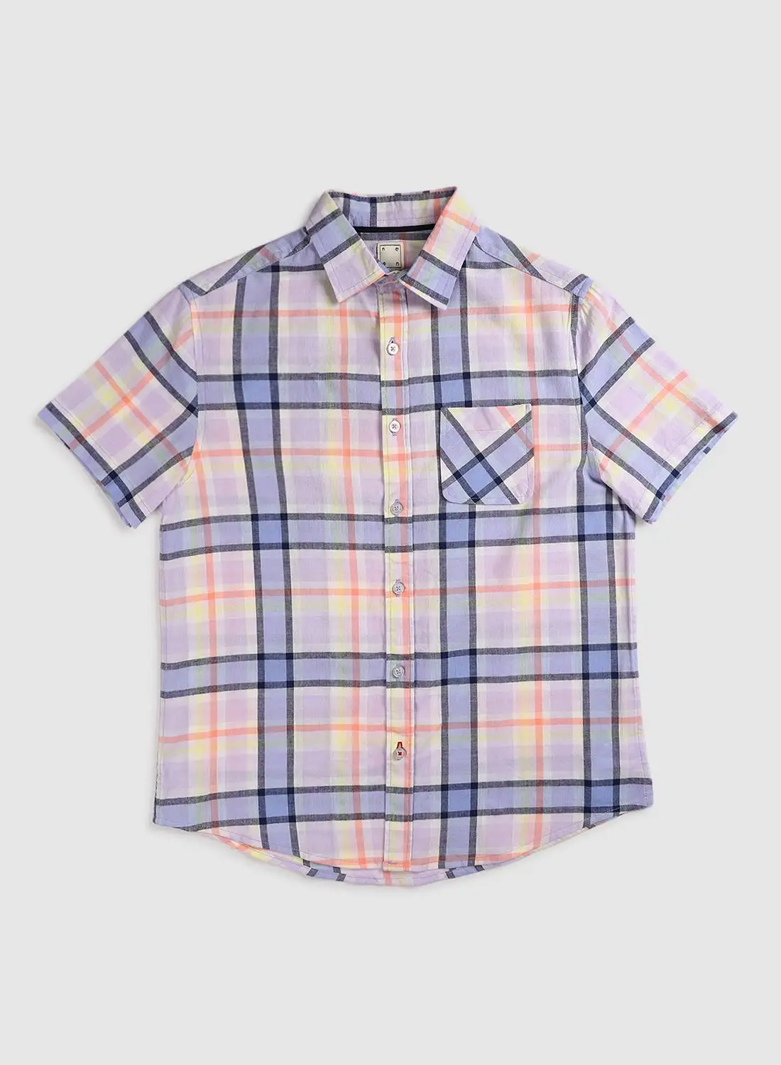 NEON Boys Shirt Checks Blue/Pink