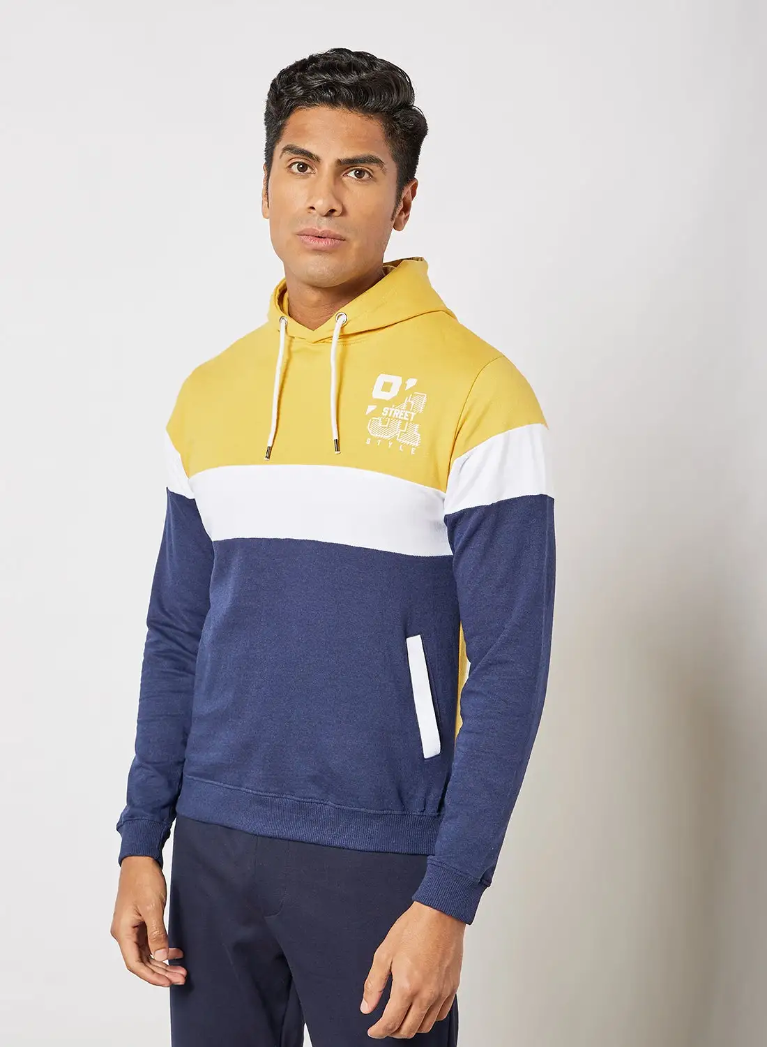 ABOF Regular Fit Sweatshirt Mustard,Navy,White