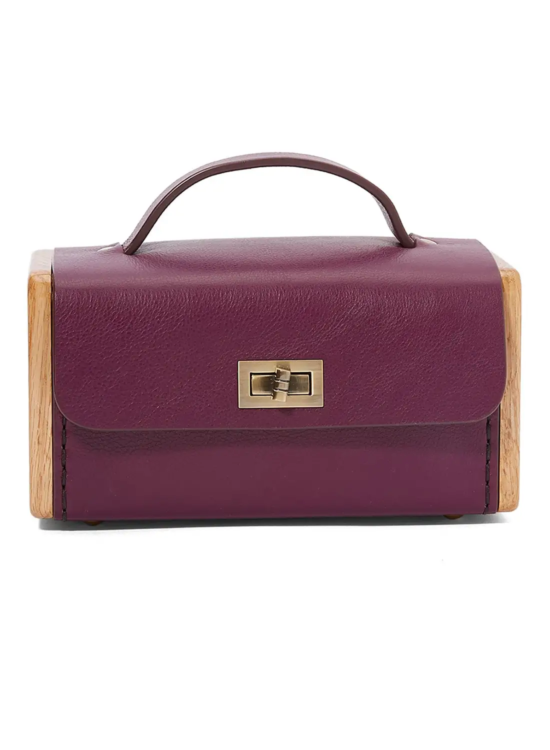 by amal tawfiq Push And Lock Closure Box Bag Purple