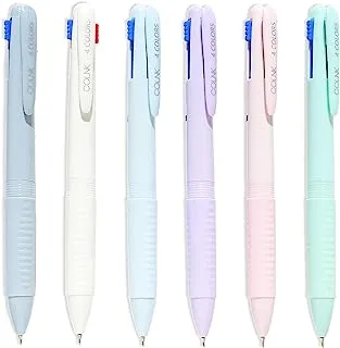 COLNK Multicolor Ballpoint Pen 0.5, 4-in-1 Colored Pens Fine Point,Ballpoint Gift Pens for Planner Journaling,Assorted Ink, 6-Count