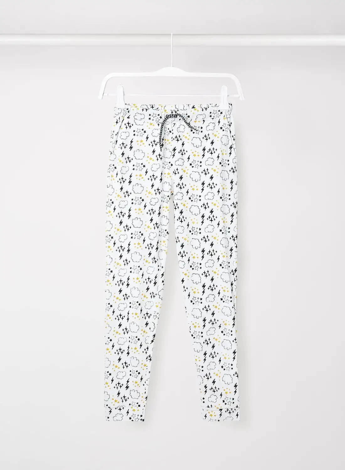 RAHA Boys Printed Casual Jogger White/Black/Yellow