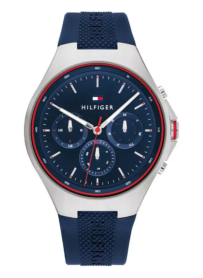 TOMMY HILFIGER Men's Analog Round Shape Silicone Wrist Watch 1792057 - 44 Mm