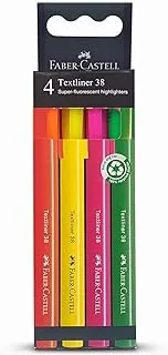 Faber Castell Textliner 38 Highlighter 4-Pieces, Multicolor