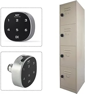 Mahmayi Modern 4 Door Locker with Digital Lock Storage Strong, Safe and Durable Privacy Door Locker, Documents, Cash, Jewelry Safety for Home, Garage, Hotel, Office - Beige