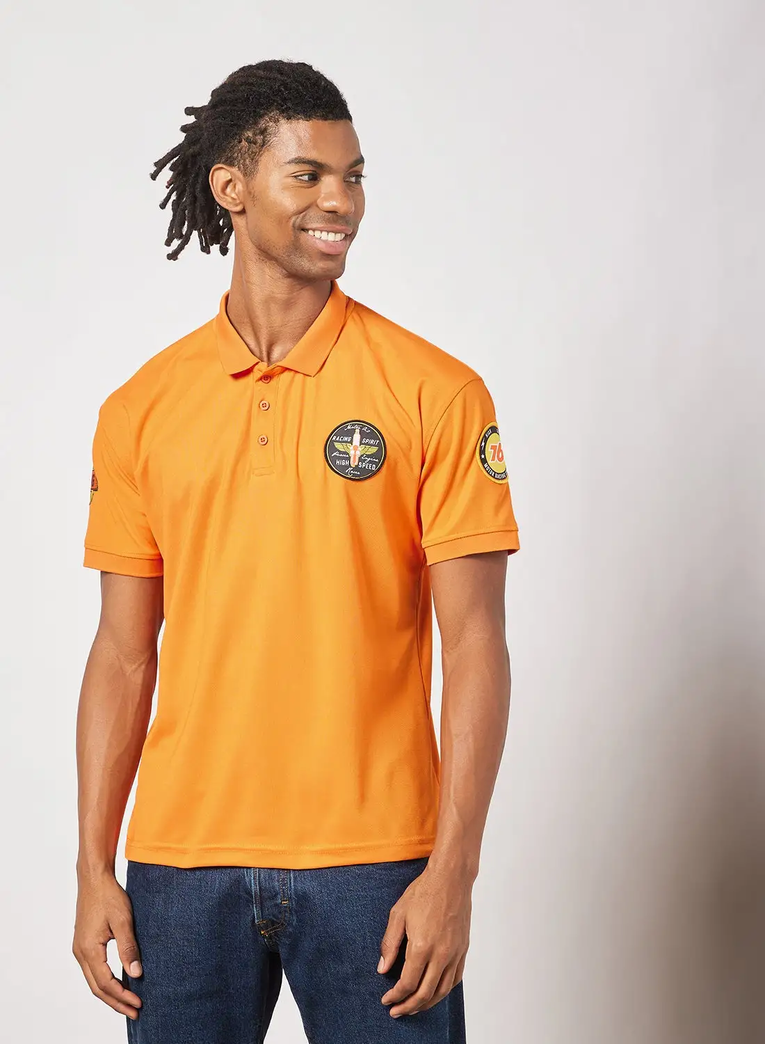 QUWA Woven Badge Polo Orange