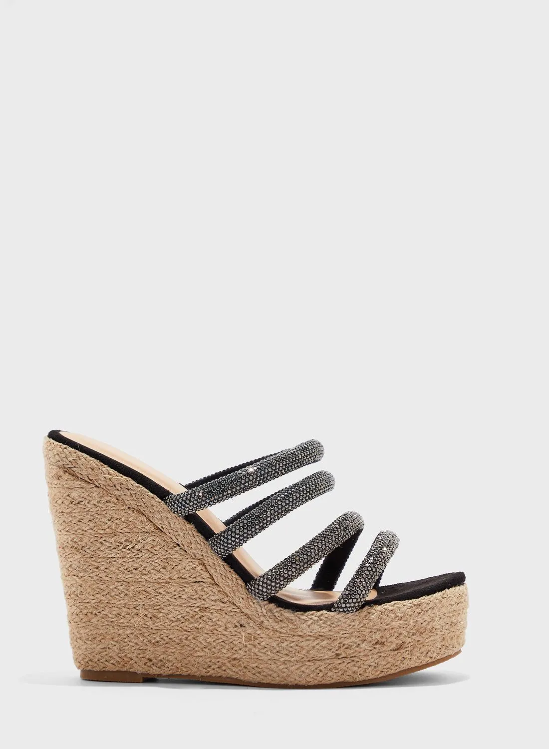 Truffle Diamante Multi-Strap Wedge Sandal