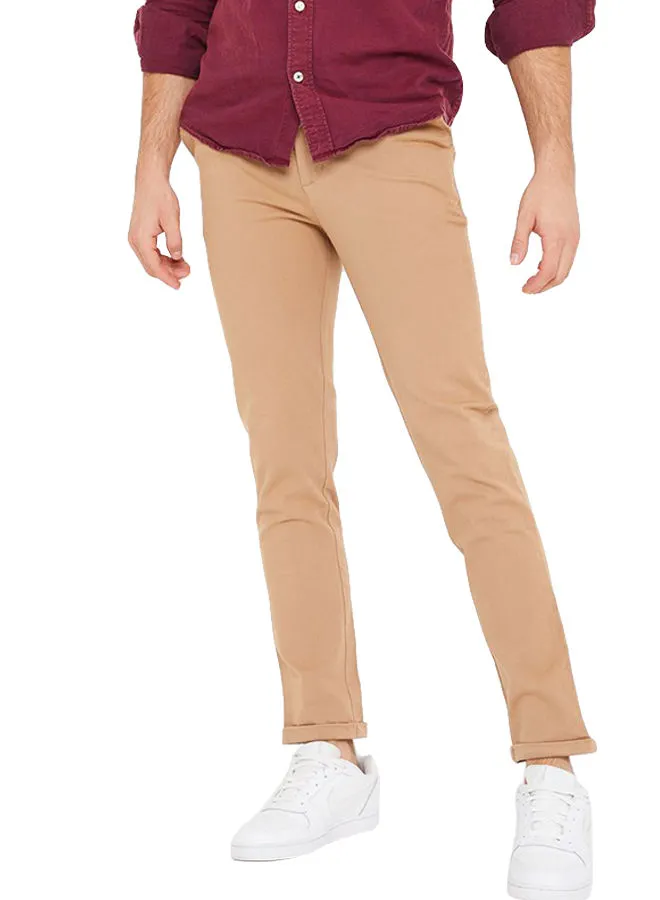 STATE 8 Slim Fit Folded Hem Chinos Beige