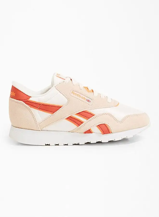 Reebok CL Nylon Low Top Sneakers Buff/Pale Pink/Mason Red