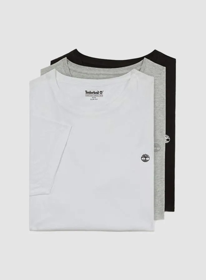 Timberland Logo Print Short Sleeve T-Shirt (Pack of 3) Black/Grey/White