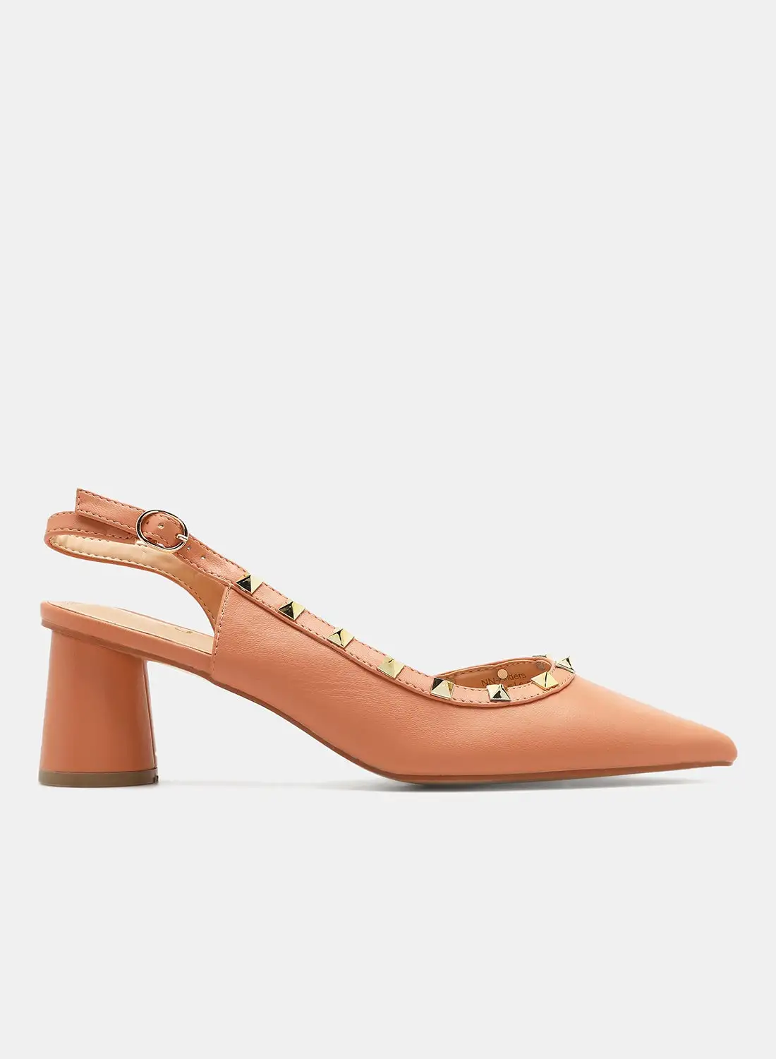 Aila Casual Heeled Sandals Peach