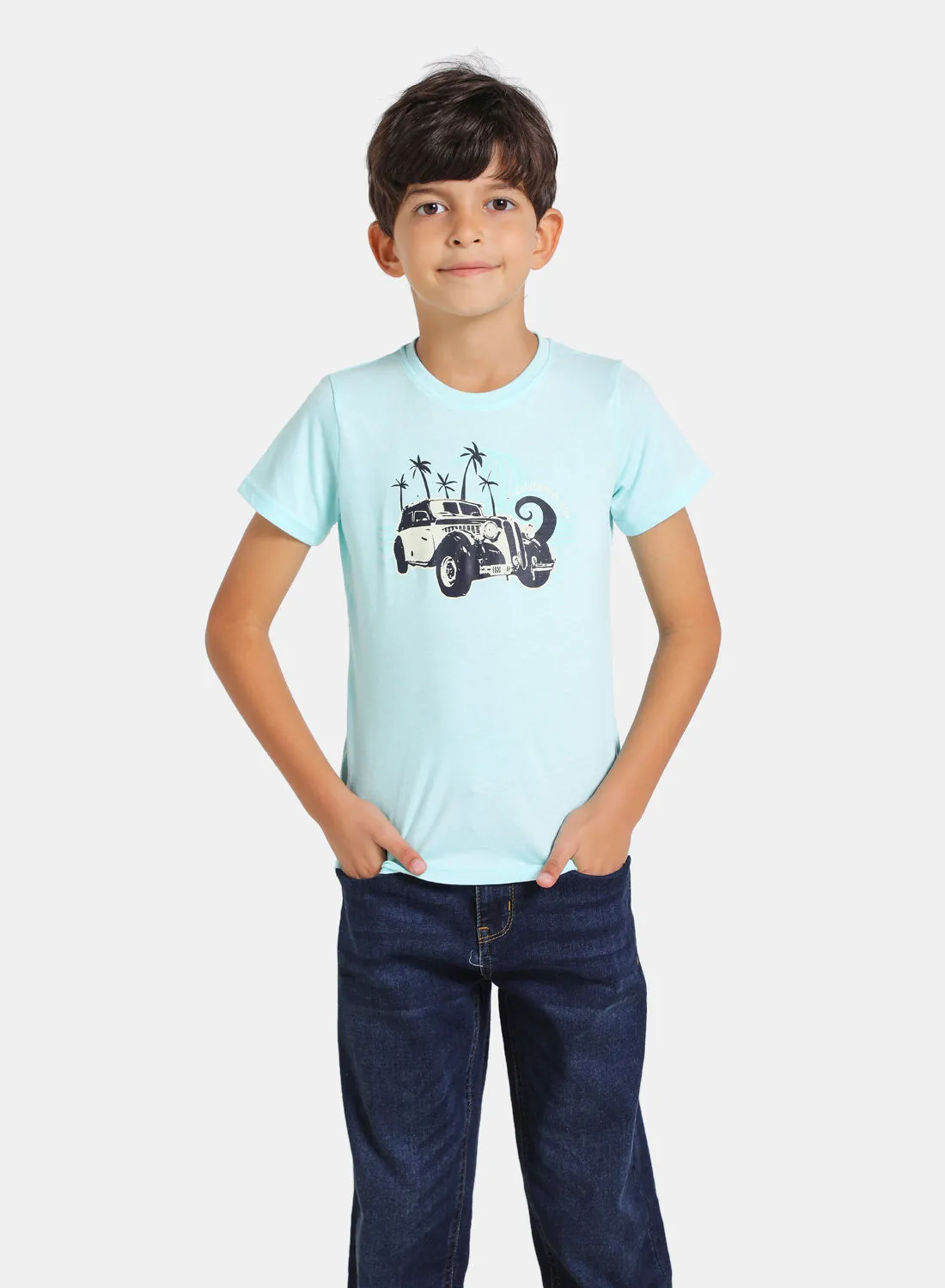 NEON Boys Round Neck Short Sleeve T-Shirt Primary Blue