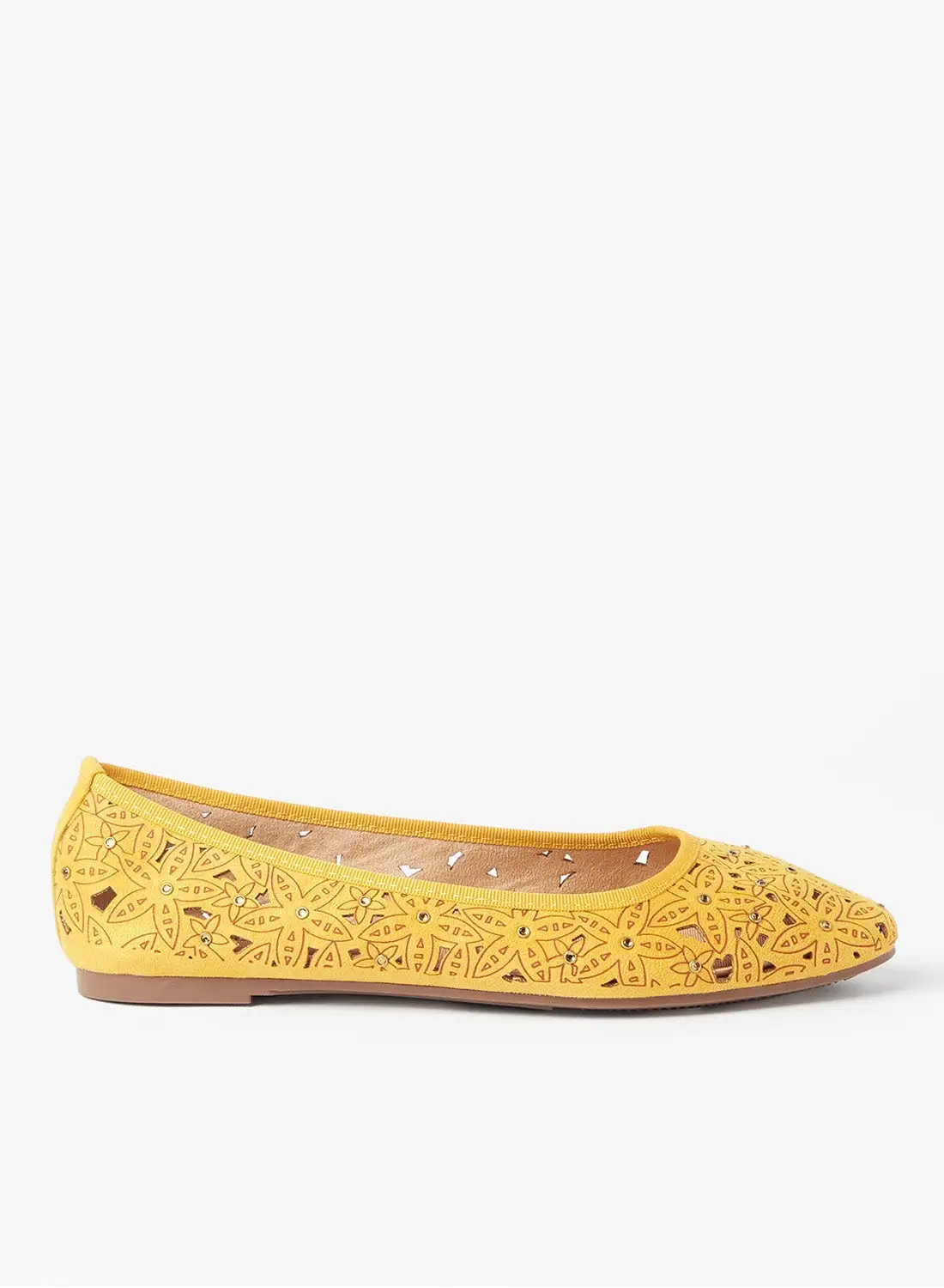 Cobblerz Embellished Stylish Ballerina Yellow