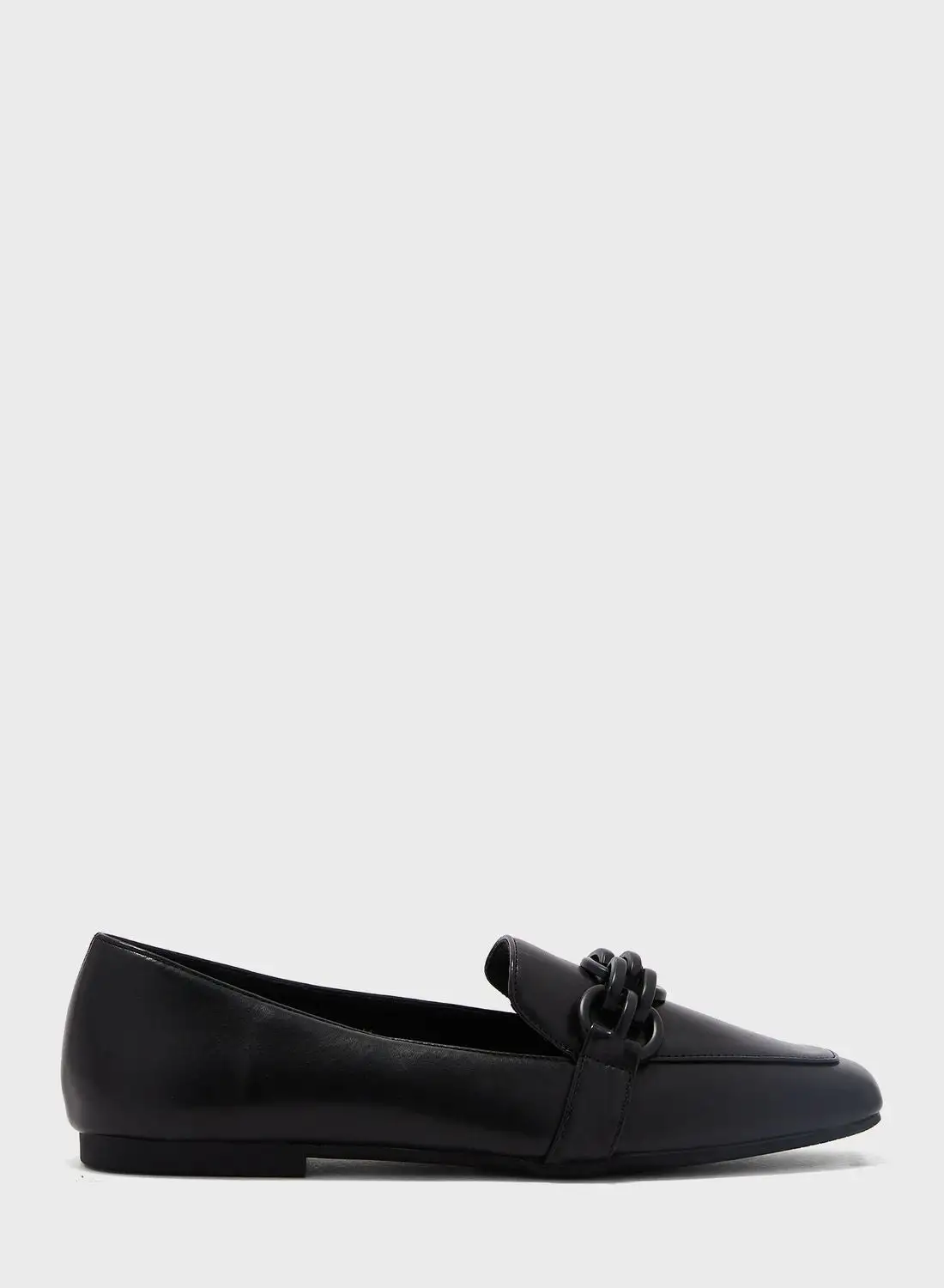 ELLA Tonal Chain Square Toe Loafer Black