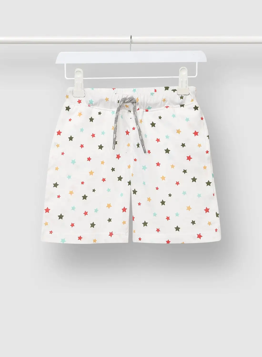 RAHA Boys Printed Cotton Shorts White/Dark Green/Red