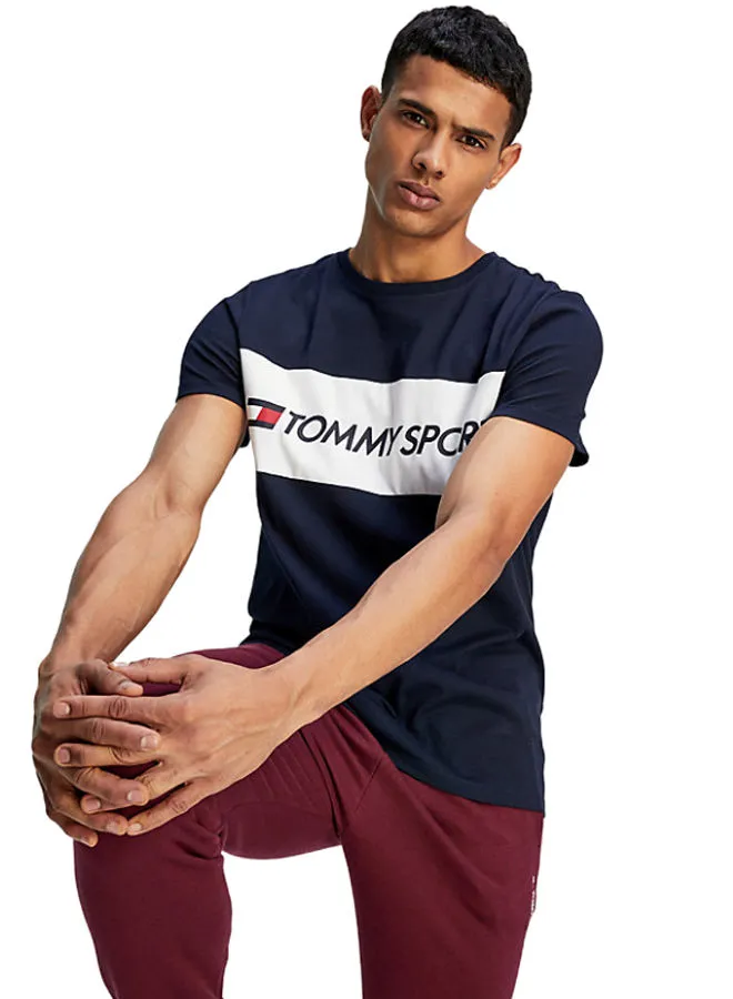 TOMMY SPORT Colour-Blocked Logo T-Shirt Desert Sky