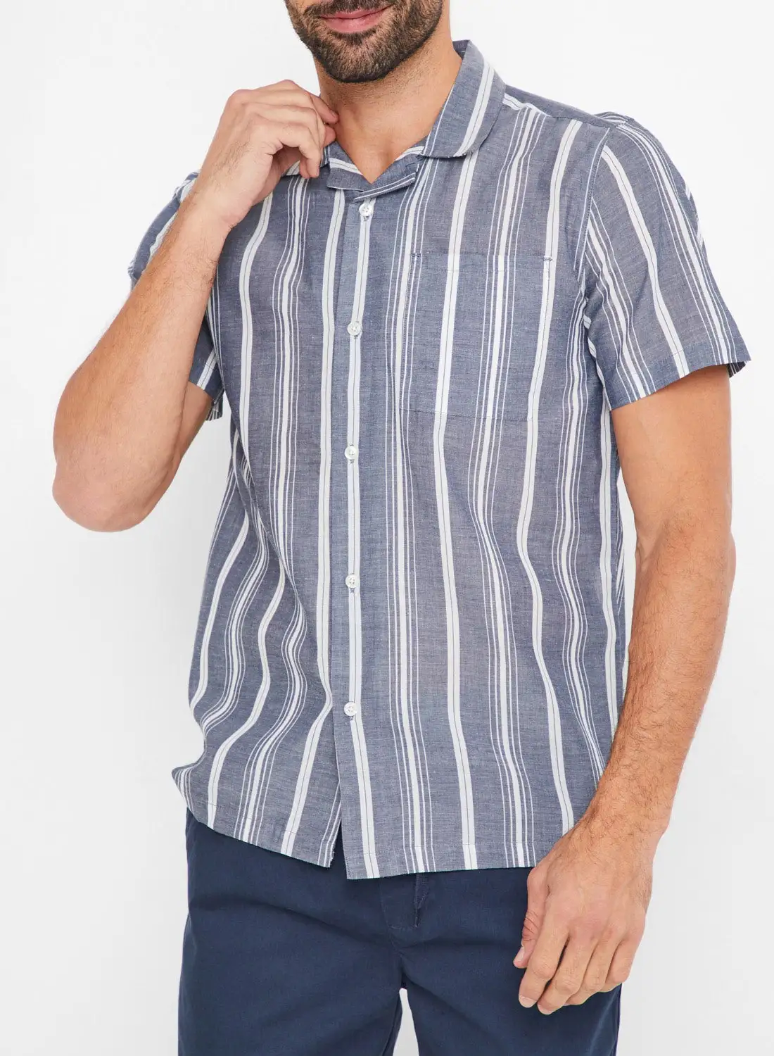 D-Struct Striped Short Sleeve Shirt Blue