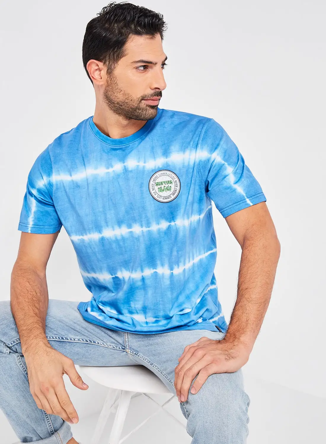 SOUL STAR Beach Tie-Dye T-Shirt Blue