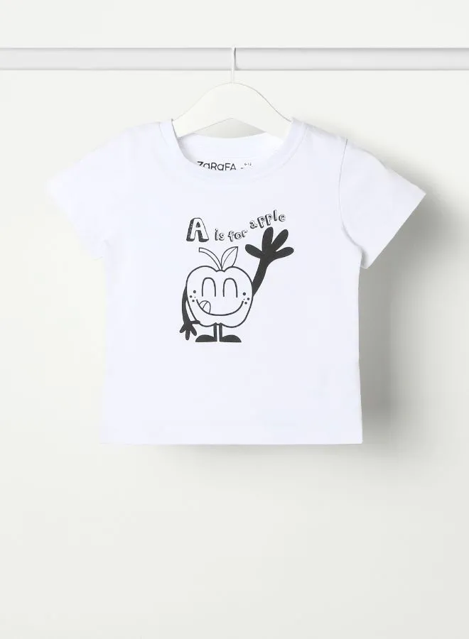 Zarafa Baby Boys Crew Neck Short Sleeve T-Shirt Pearl White