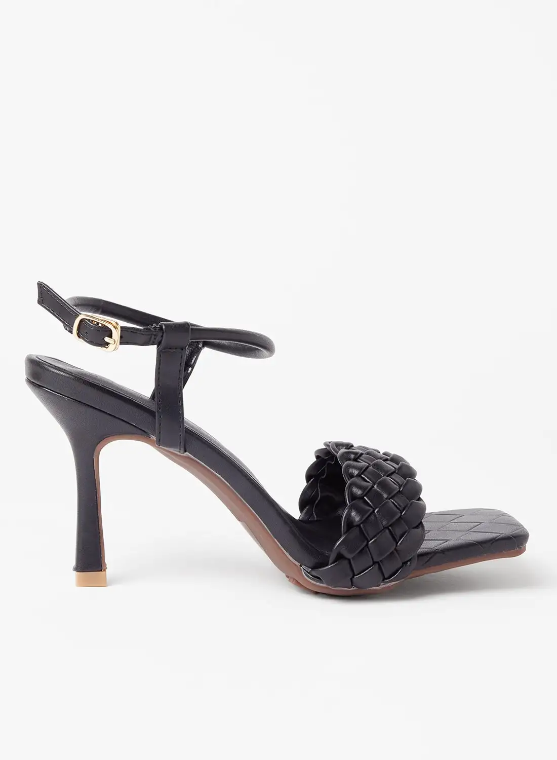 LABEL RAIL Braided Strap Heel Sandals Black