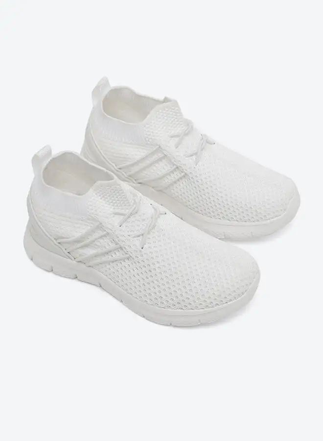 R&B Textured Mesh Sneakers White