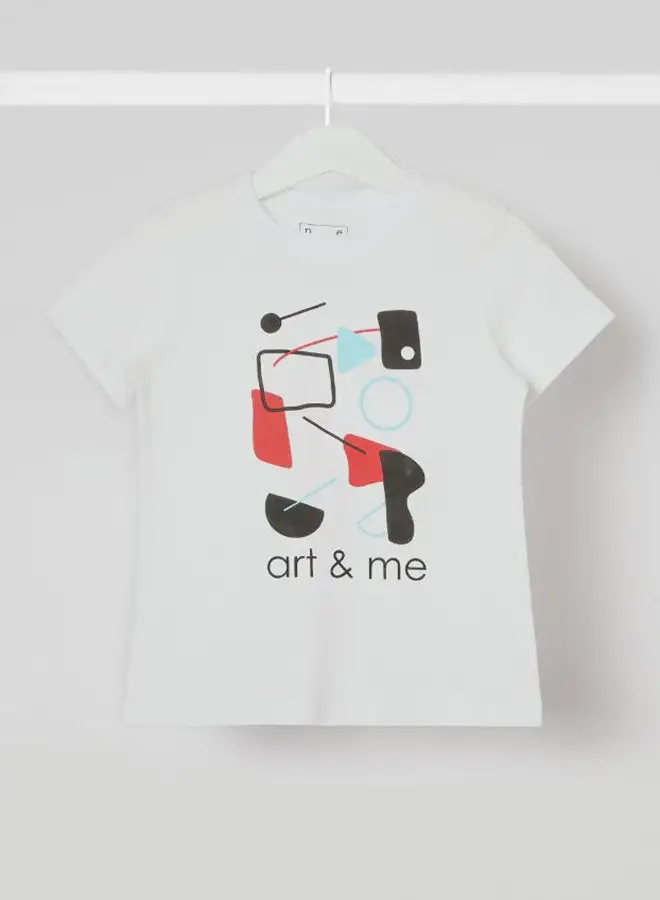 NEON Art And Me Printed Casual Crew Neck T-Shirt Pure White