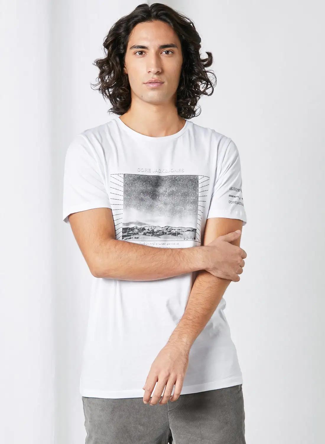 JACK & JONES Front Graphic T-Shirt White Slim