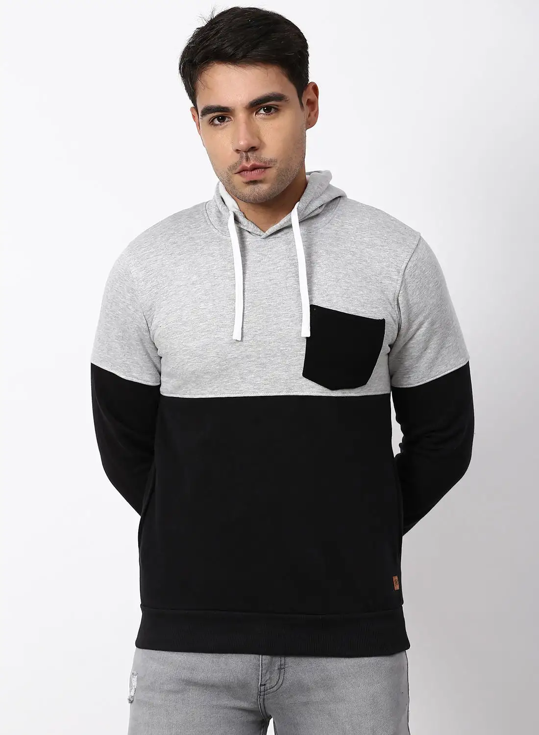 Campus Sutra Stylish Comfortable Hoodie Black/grey