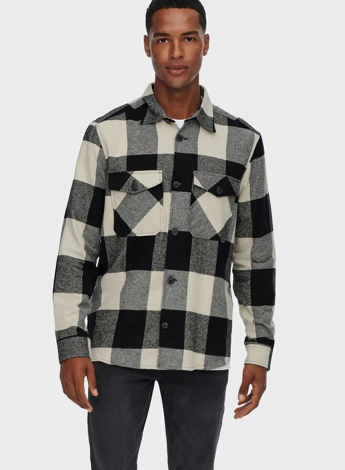 Only & Sons Checked Over Fit Shirt