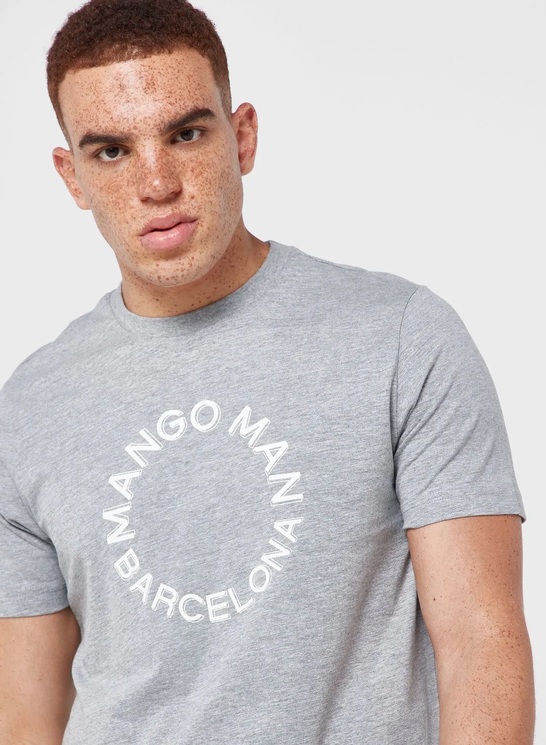 Mango Man Logo Crew Neck T-Shirt