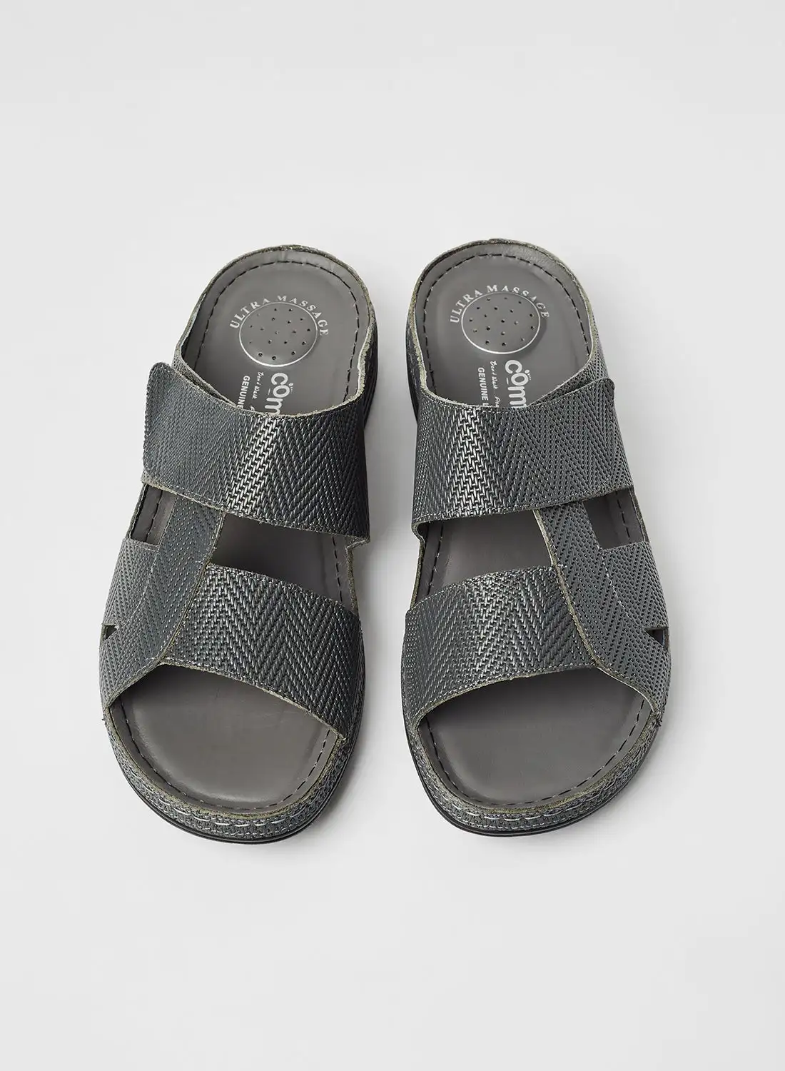 Comfort Plus Textured Flat Sandals Grey