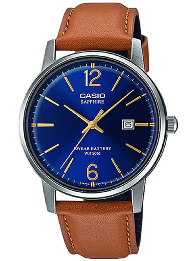 CASIO ساعة يد جلد بعقارب MTS-110L-2AVDF