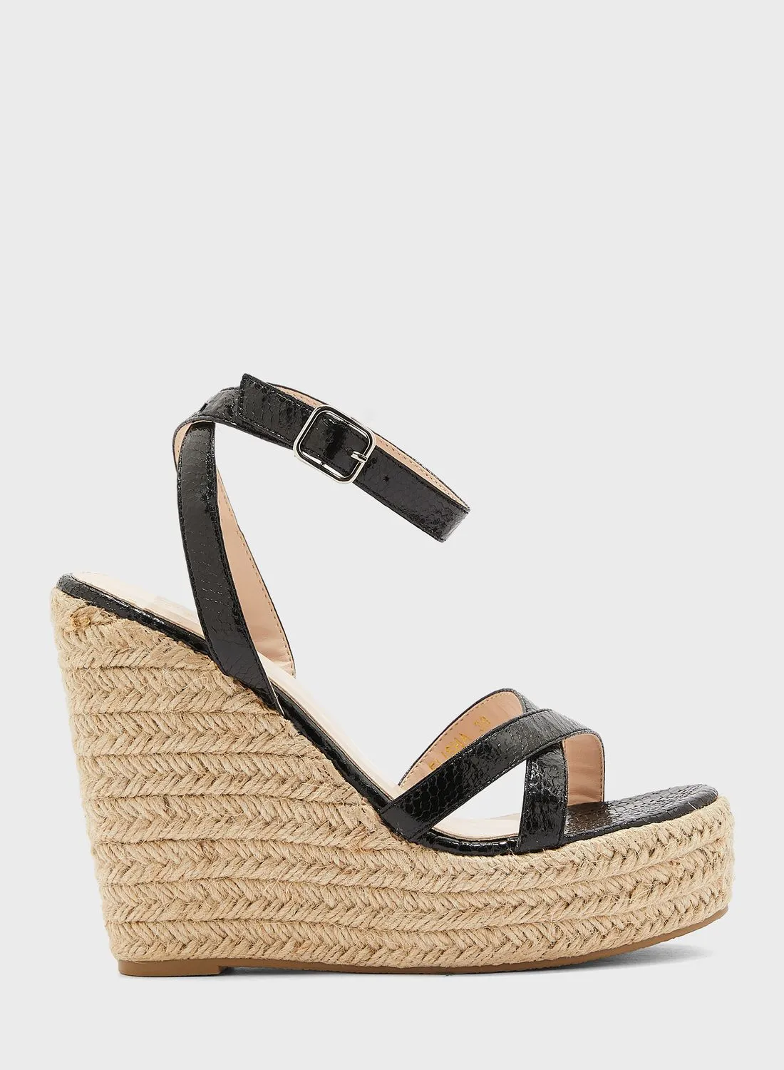 ELLA Cross-Over Ankle Strap Wedge Sandal