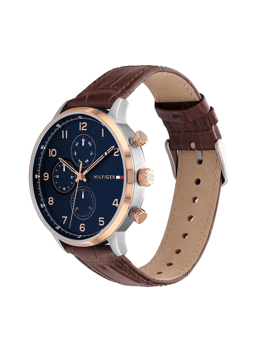 TOMMY HILFIGER TOMMY HILFIGER LEONARD MEN's NAVY DIAL, BROWN LEATHER WATCH - 1791987