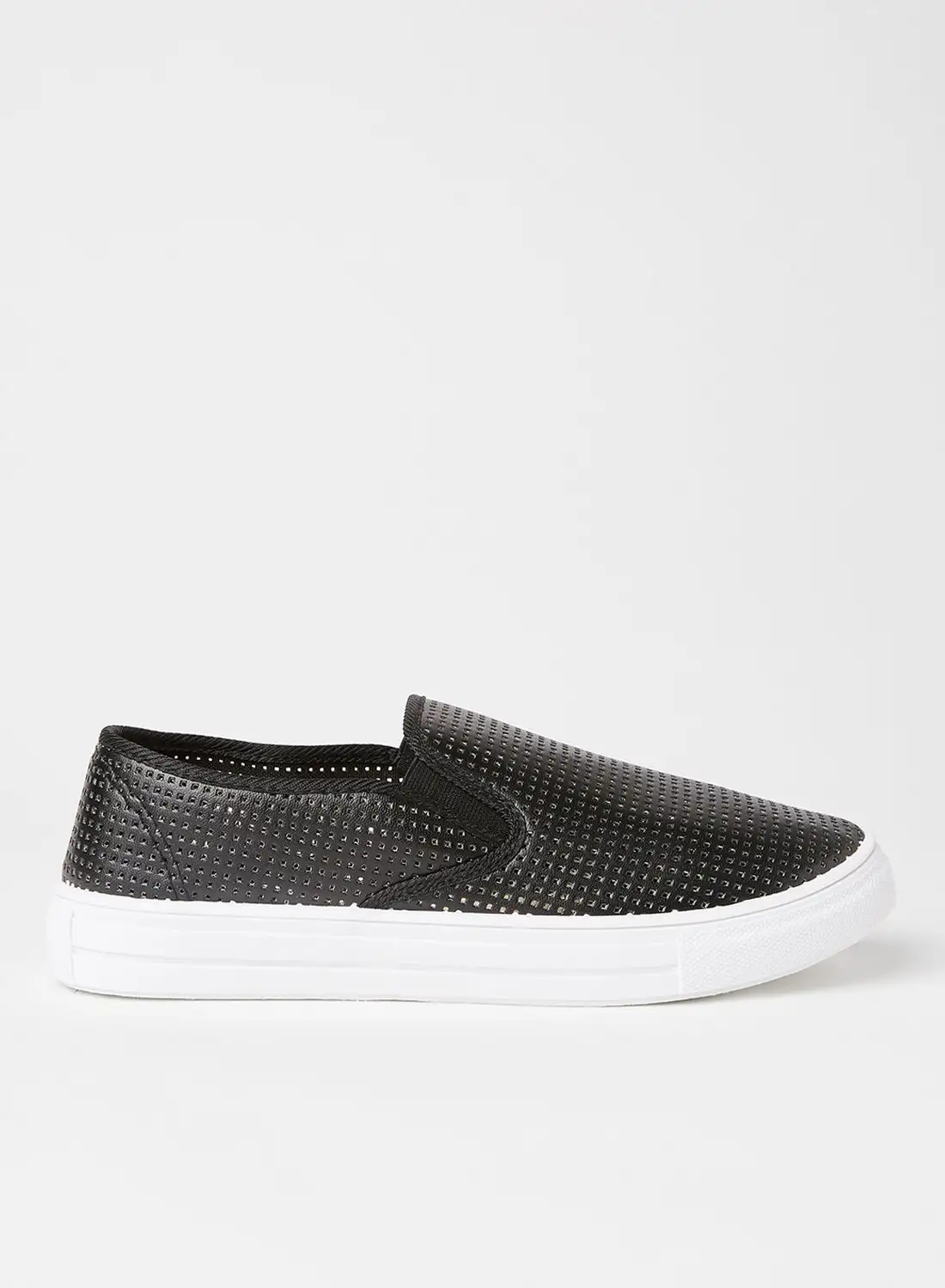 Qupid Reba Textured Slip-Ons Black