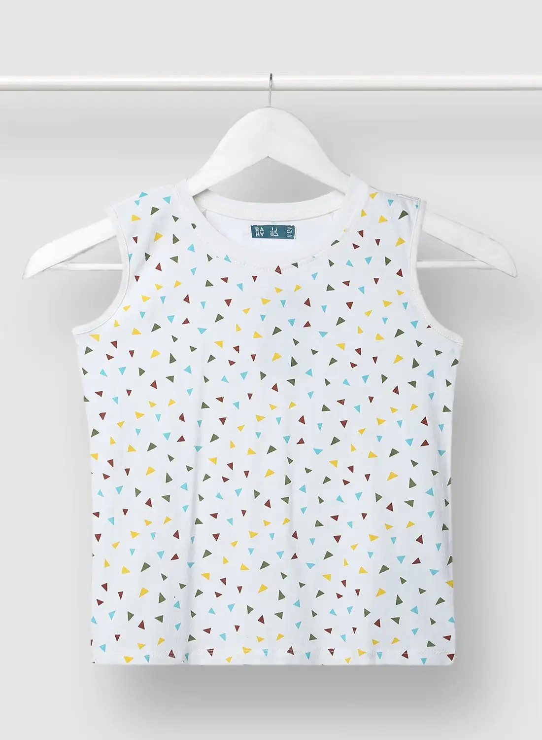 RAHA Boys Sleeveless Trendy Printed T-Shirt White / yellow