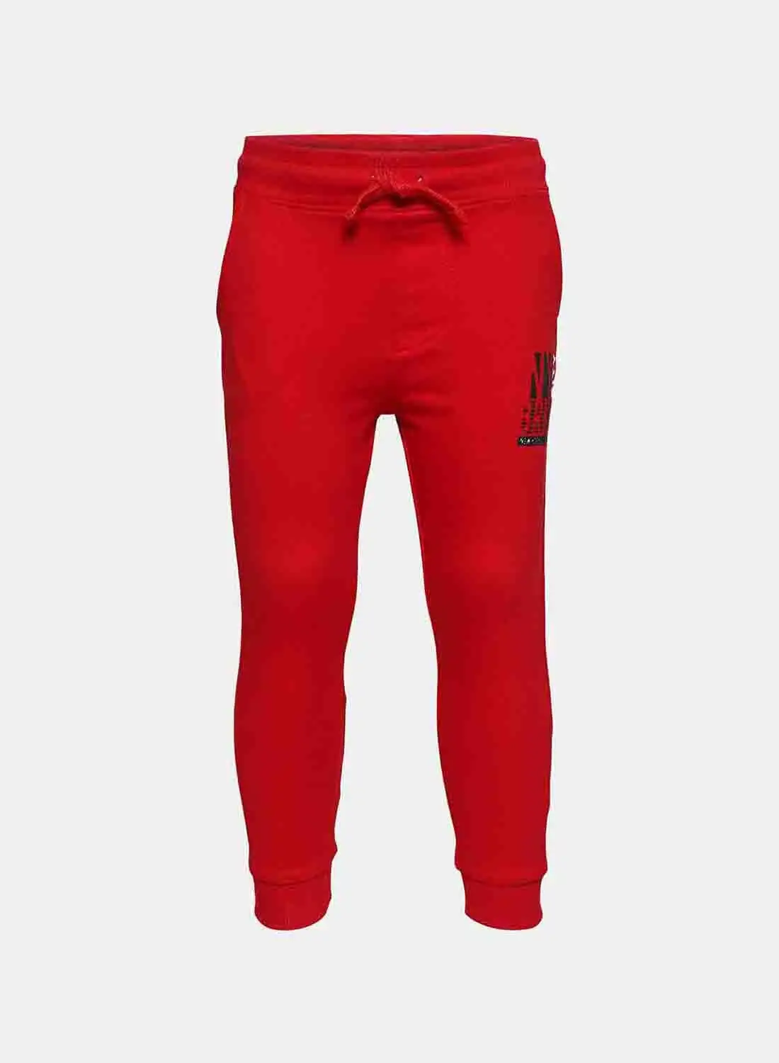 R&B Graphic Cotton Print Joggers Red