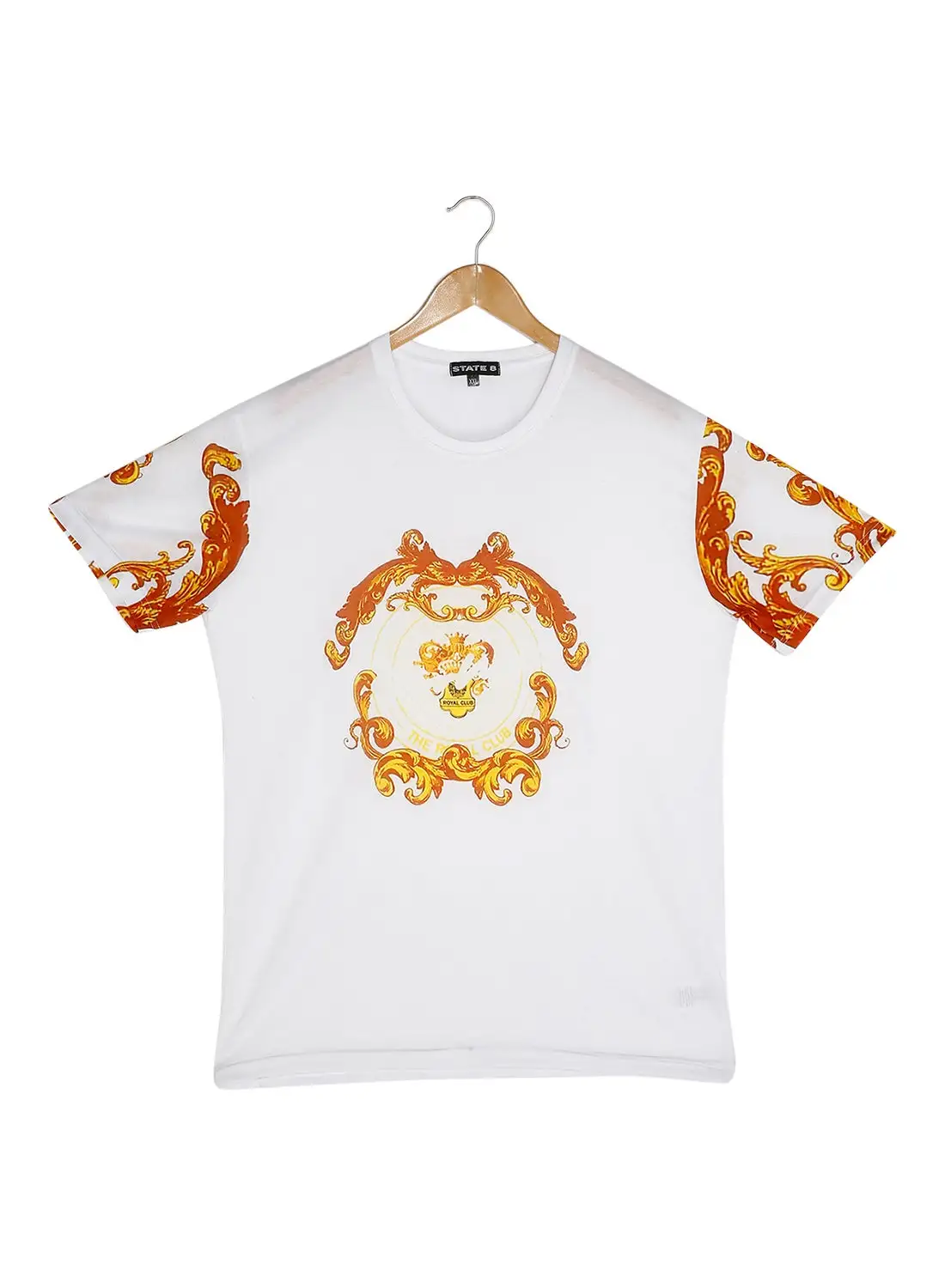 STATE 8 Short Sleeves Essential T-shirt White/Yellow