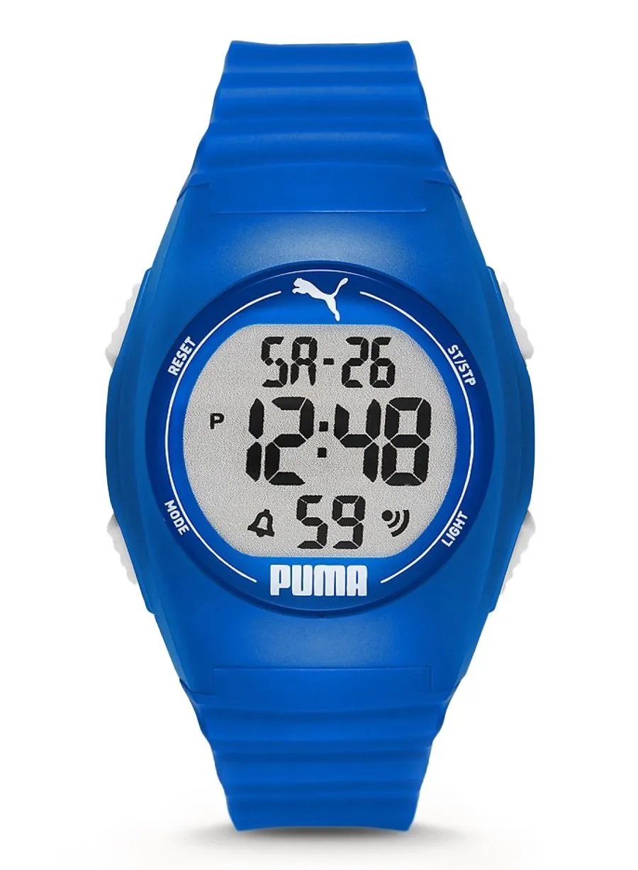 PUMA Unisex Digital Watch With Blue Polyurethane Strap - 3 ATM - PU P6013