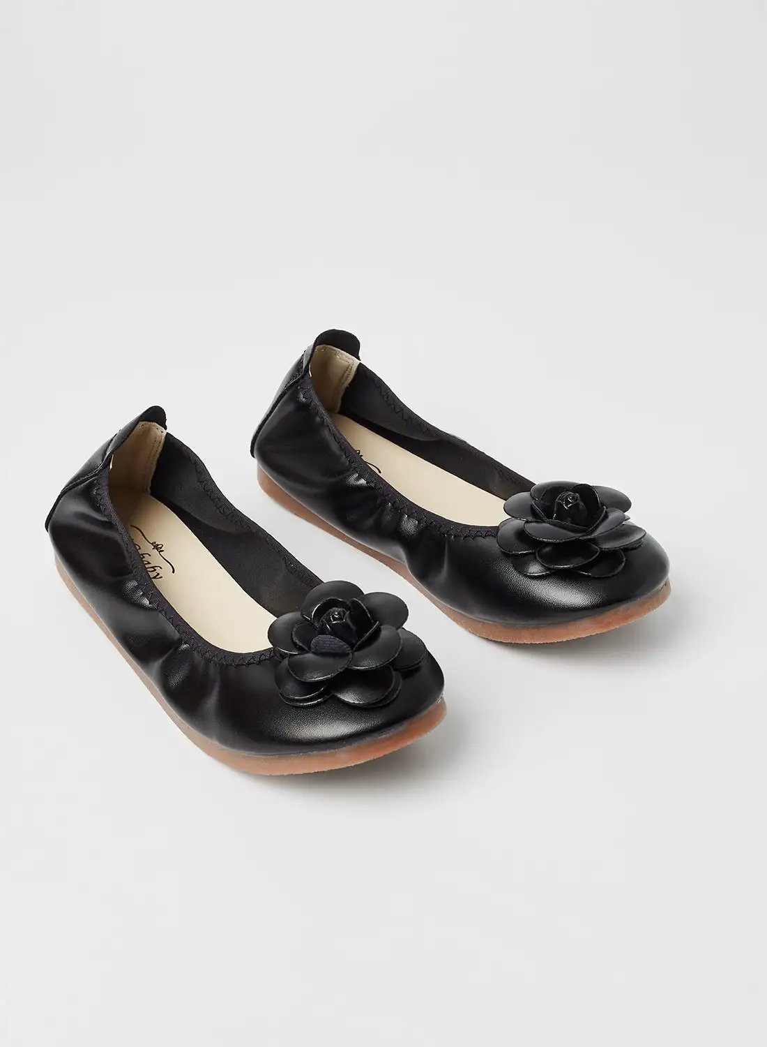 Hoppipola Stretchable Floral Detail Ballerina Black