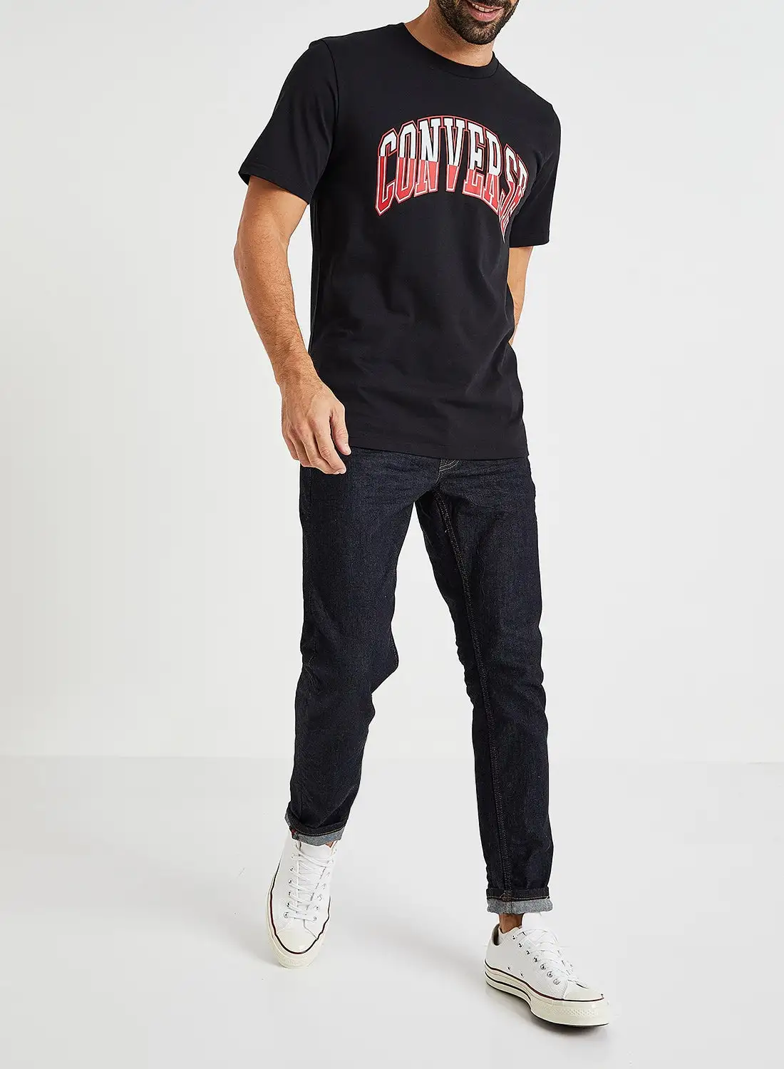 CONVERSE Logo Varsity Print T-Shirt Black