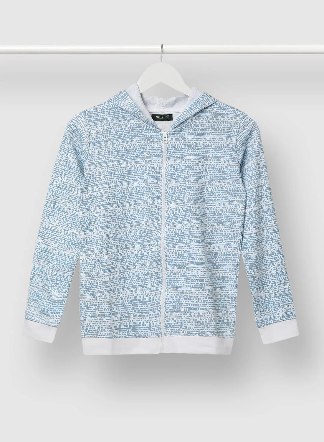 QUWA Boys Stylish All Over Printed Long Sleeve Cotton Casual Sweatshirt Light blue