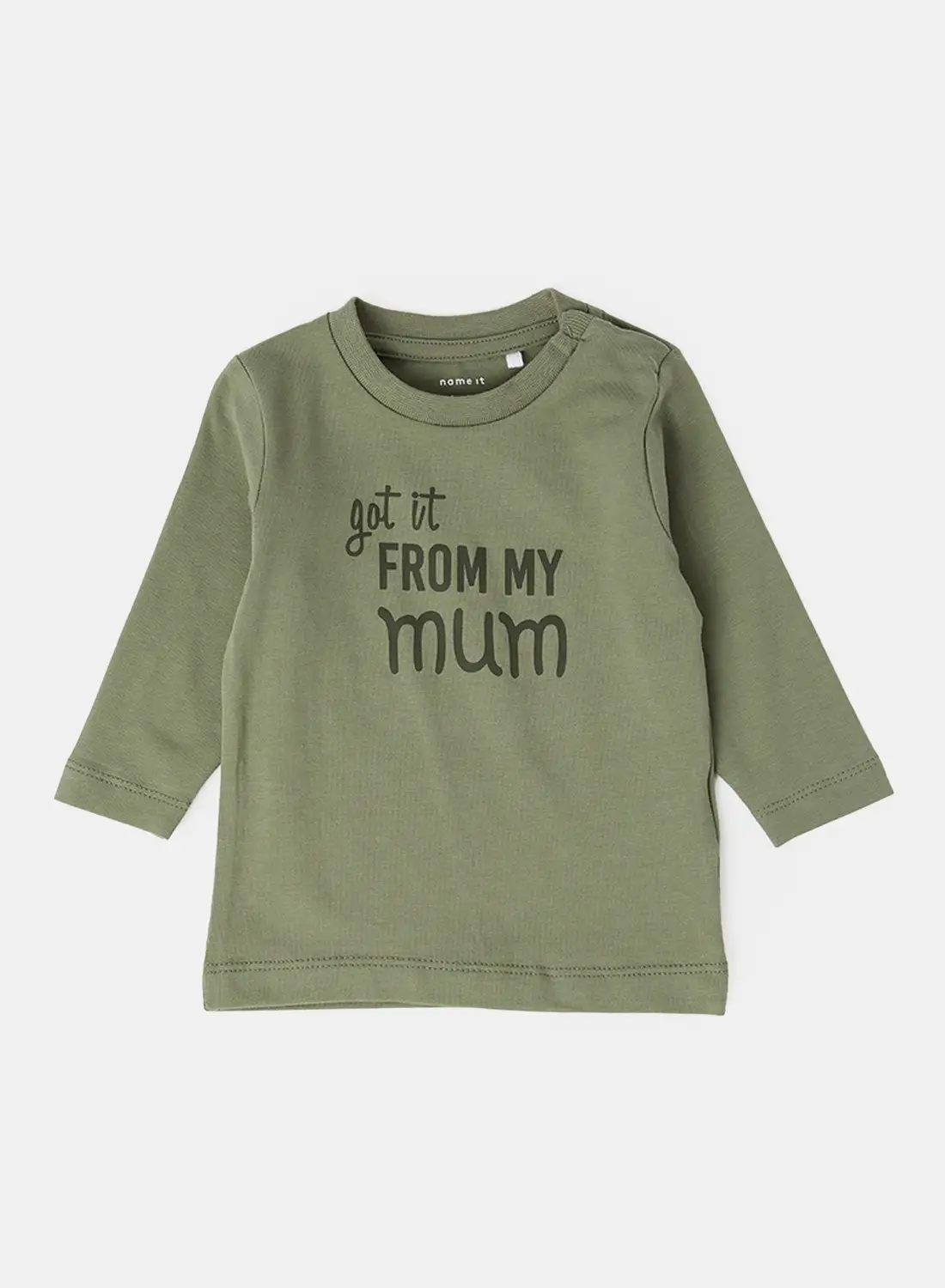 NAME IT Baby Front Text T-Shirt Green