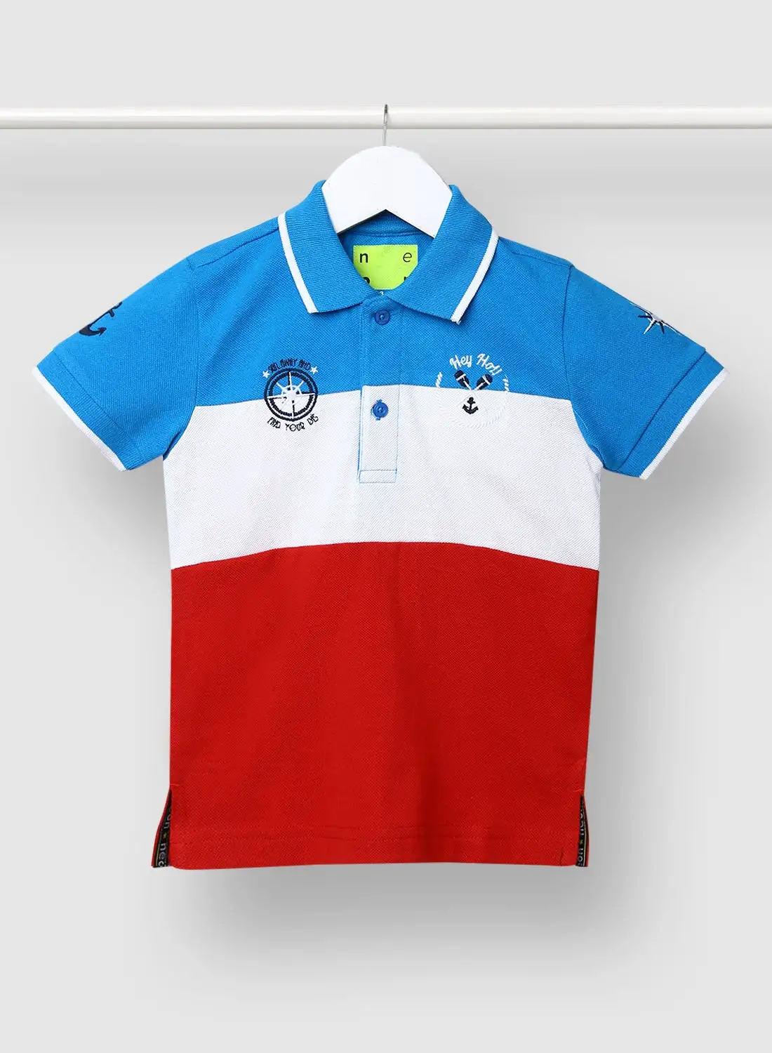 NEON Boys Collared Neck Polo Blue/White/Red