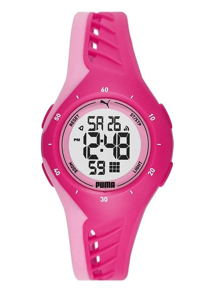 PUMA Unisex Digital Watch With Pink Polyurethane Strap - 3 ATM - PU P6008