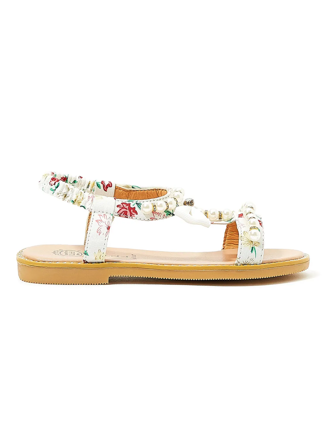 Hoppipola Girls Embellished Floral Sandals White