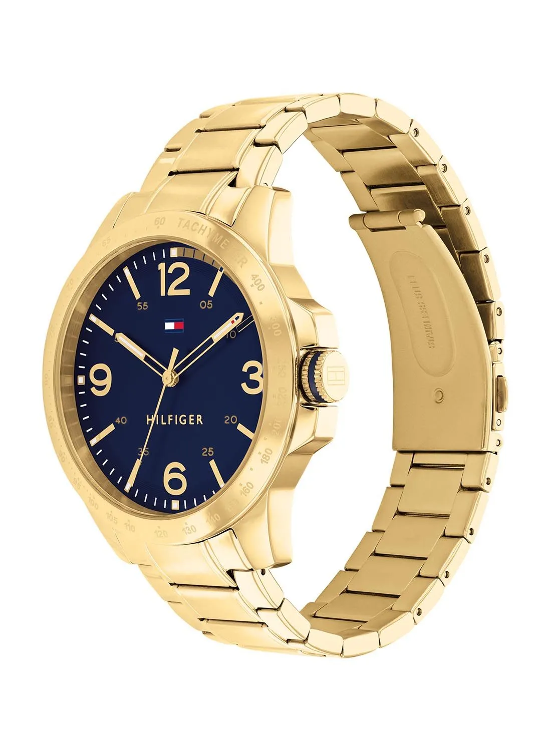 TOMMY HILFIGER TOMMY HILFIGER TONY MEN's NAVY DIAL, IONIC THIN GOLD PLATED 2 STEEL WATCH - 1710472