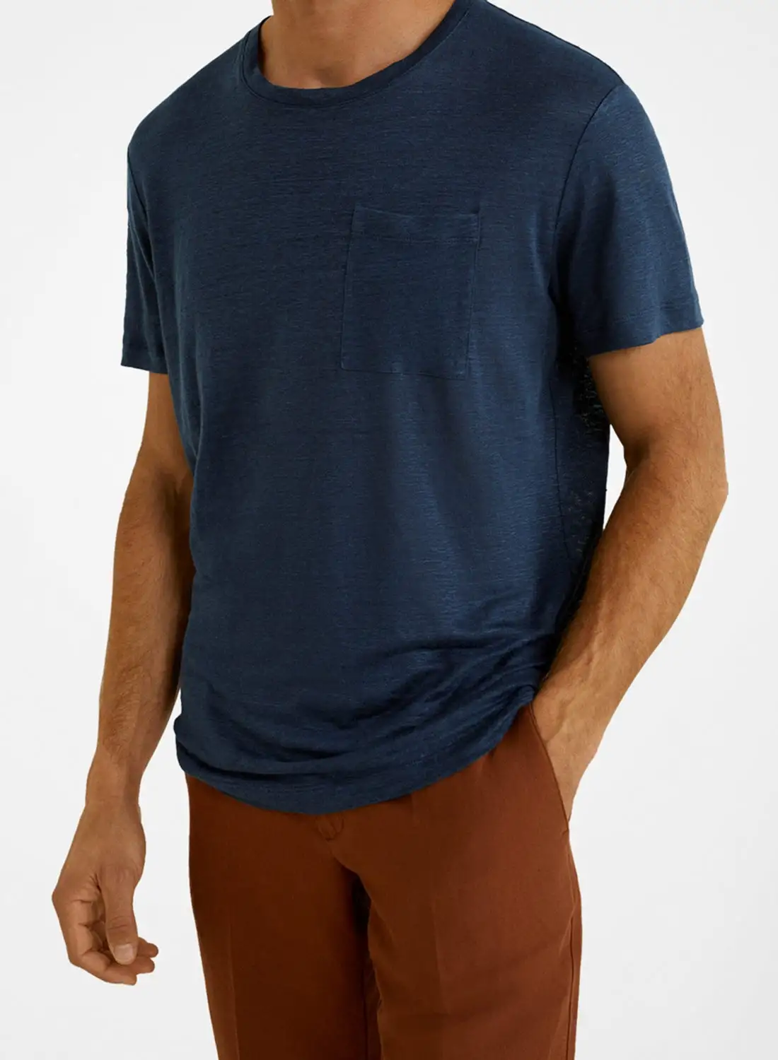 Mango Man Patch Pocket Speckled T-Shirt Blue