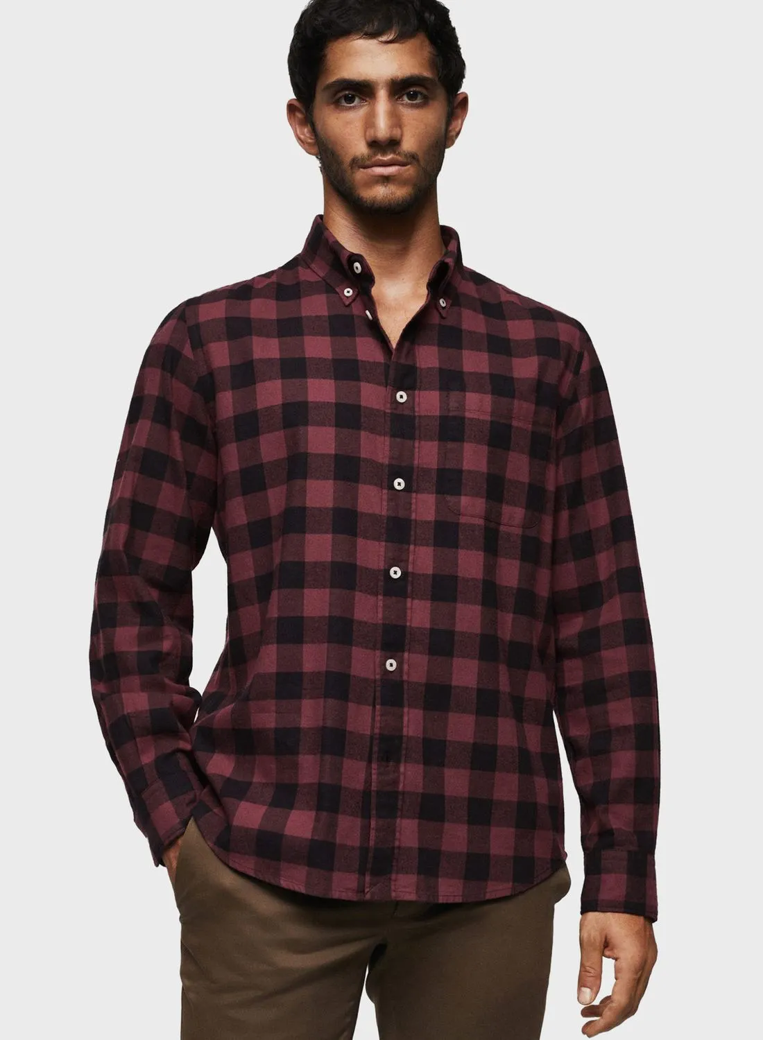 Mango Man Checked Regular Fit Shirt