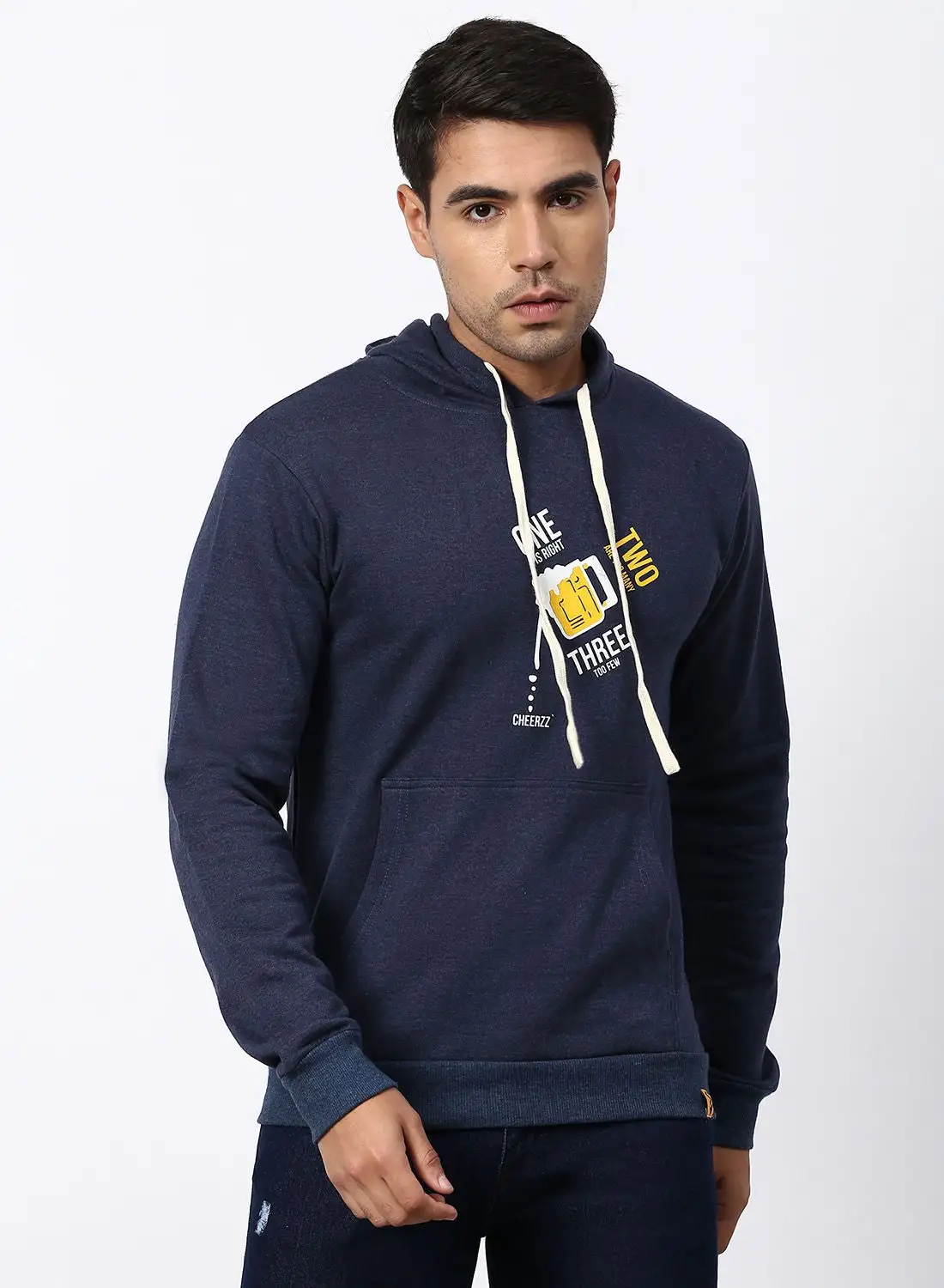 Campus Sutra Stylish Comfortable Hoodie Dark Azure Blue