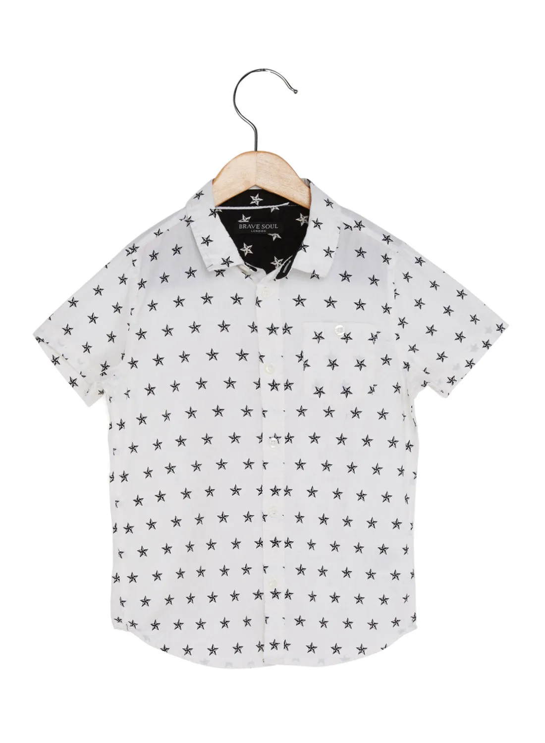 BRAVE SOUL Short Sleeve Printed Shirt Optic White/Black